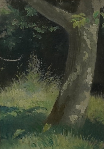 Sir Walter Thomas Monnington PRA (1902-1976), oil on canvas, ‘Sussex landscape’, label and details verso, 17.5 x 12cm. Condition - good
